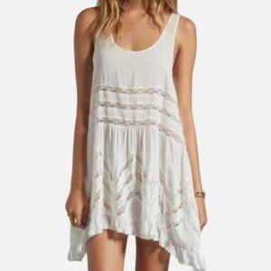 INTIMATELY FREE PEOPLE Ivory Lace Voile Trapeze Slip Dress Sheer Panels S/P